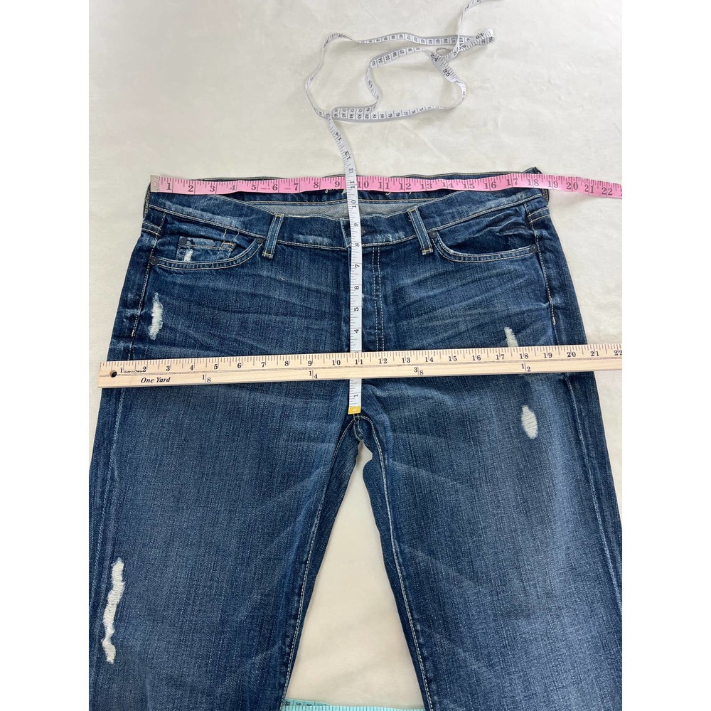 7FAMK 7 For All Mankind Josefina Skinny Boyfriend Distressed Button Fly Jeans 32